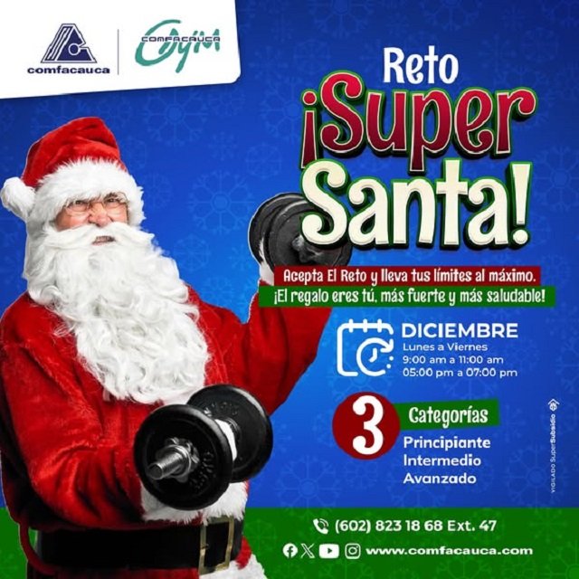 Participa en el RETO SÚPER SANTA del Gym La Villa -Comfacauca