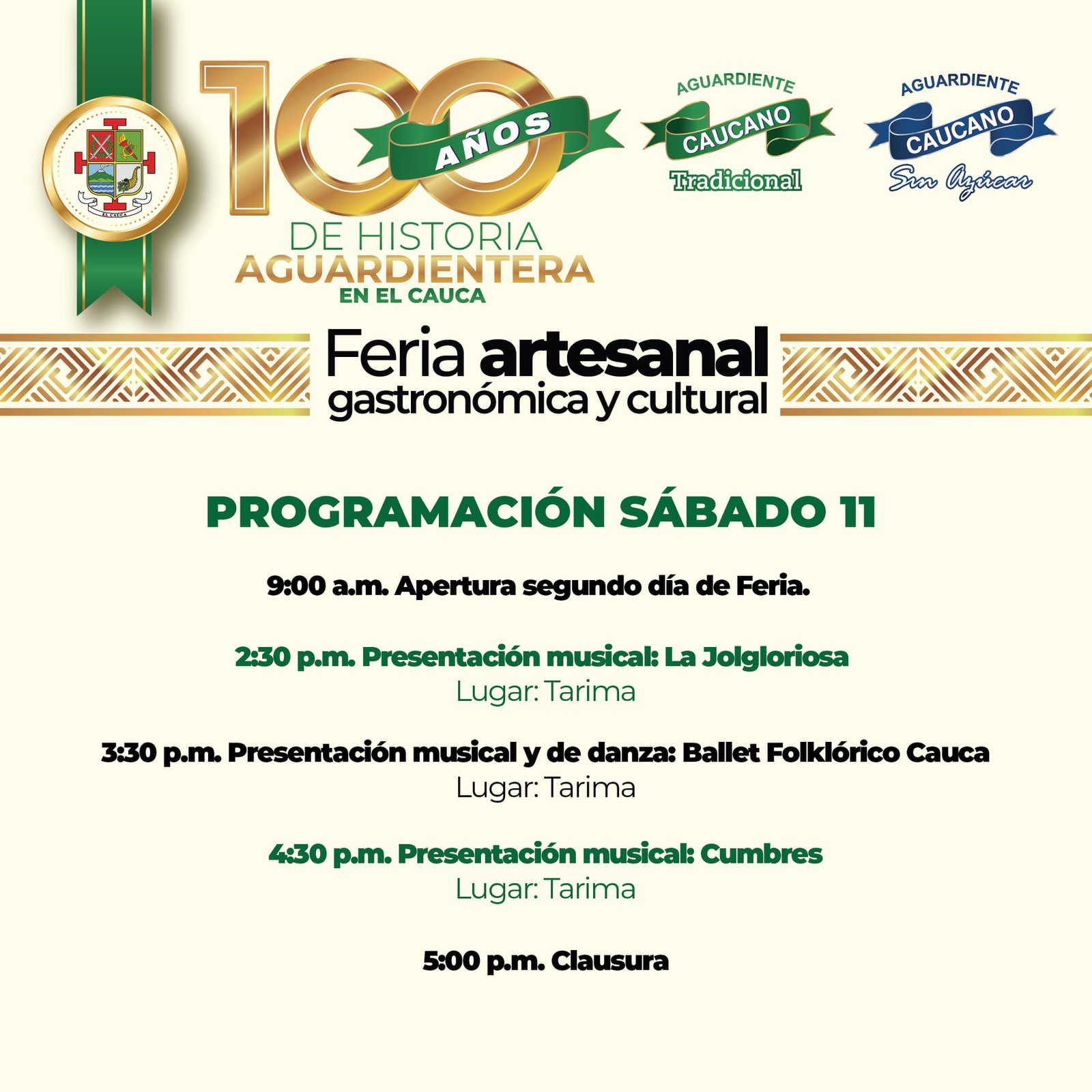 Programacion 100 años de historia aguardientera - Industria Licorera del Cauca