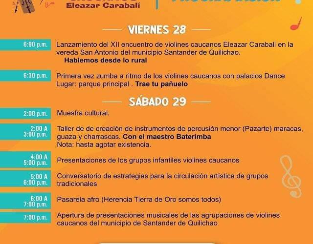🎻 ¡Próxima Cita Cultural! Quilichao se Prepara para el XII Encuentro Regional de Violines Caucanos