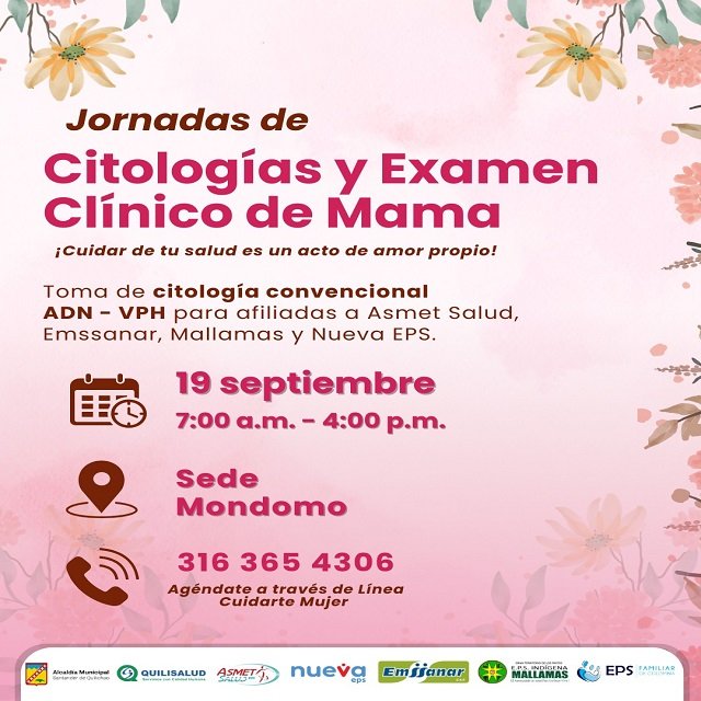 Quilisalud Invita a Jornada de Citología y Examen de Mama en Sede Mondomo
