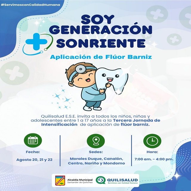Quilisalud Llama a Niños y Jóvenes a Jornada de Aplicación de Flúor Barniz