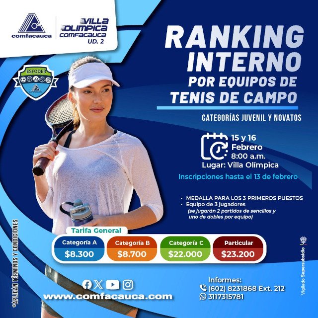 Ranking interno de tenis de campo - Comfacauca