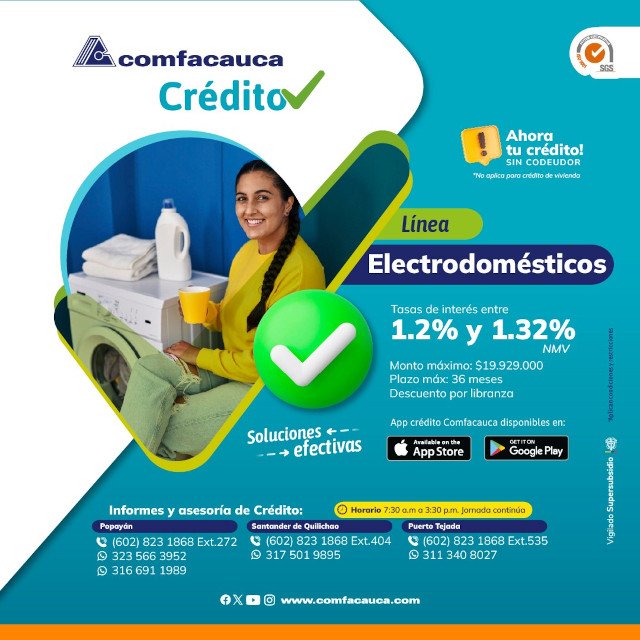 Renueva tu hogar con nuestra línea de crédito para electrodomésticos - Comfacauca