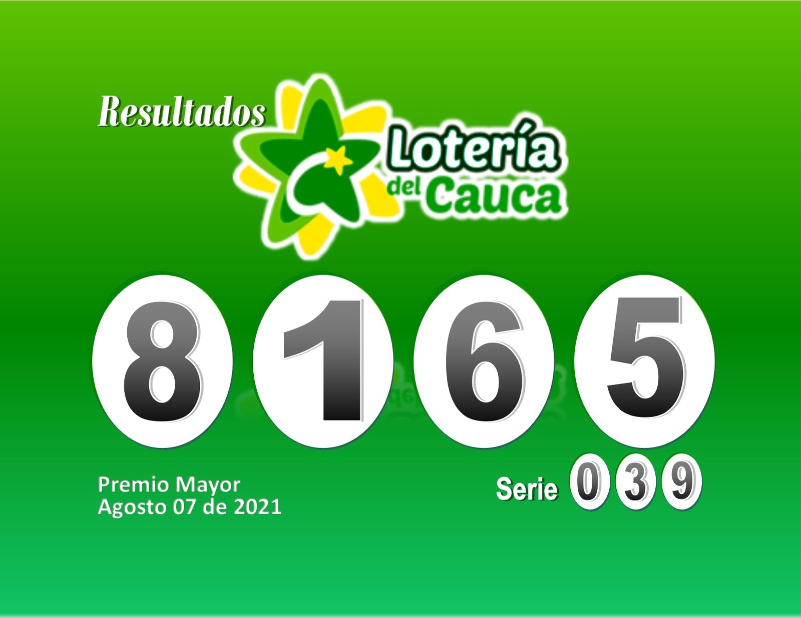 Resultados Lotería del Cauca – Sorteo No. 2362 Agosto 07 de 2021