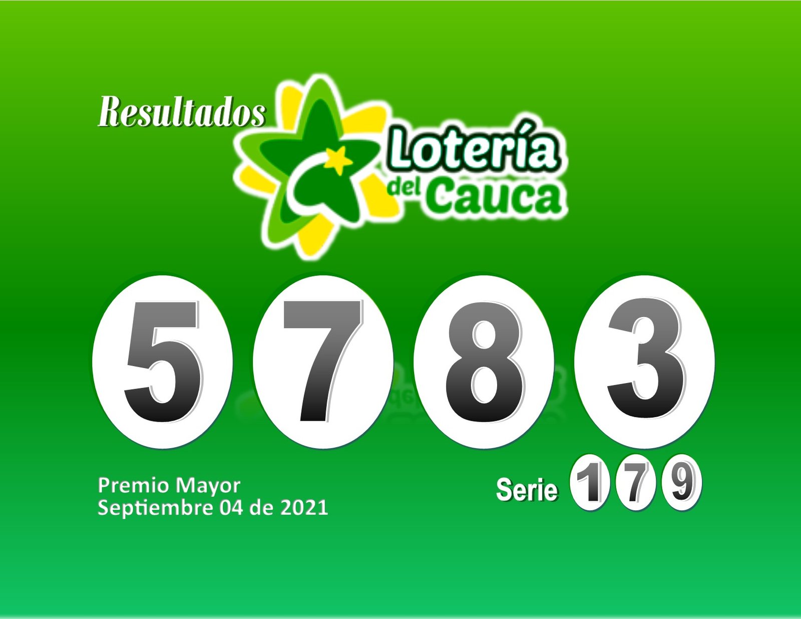 Resultados Loteria del Cauca Sorteo 2366 Septiembre 04 de 2021