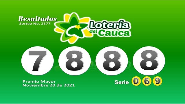 Resultados Lotería del Cauca, sorteo 2377 del 20 de noviembre de 2021