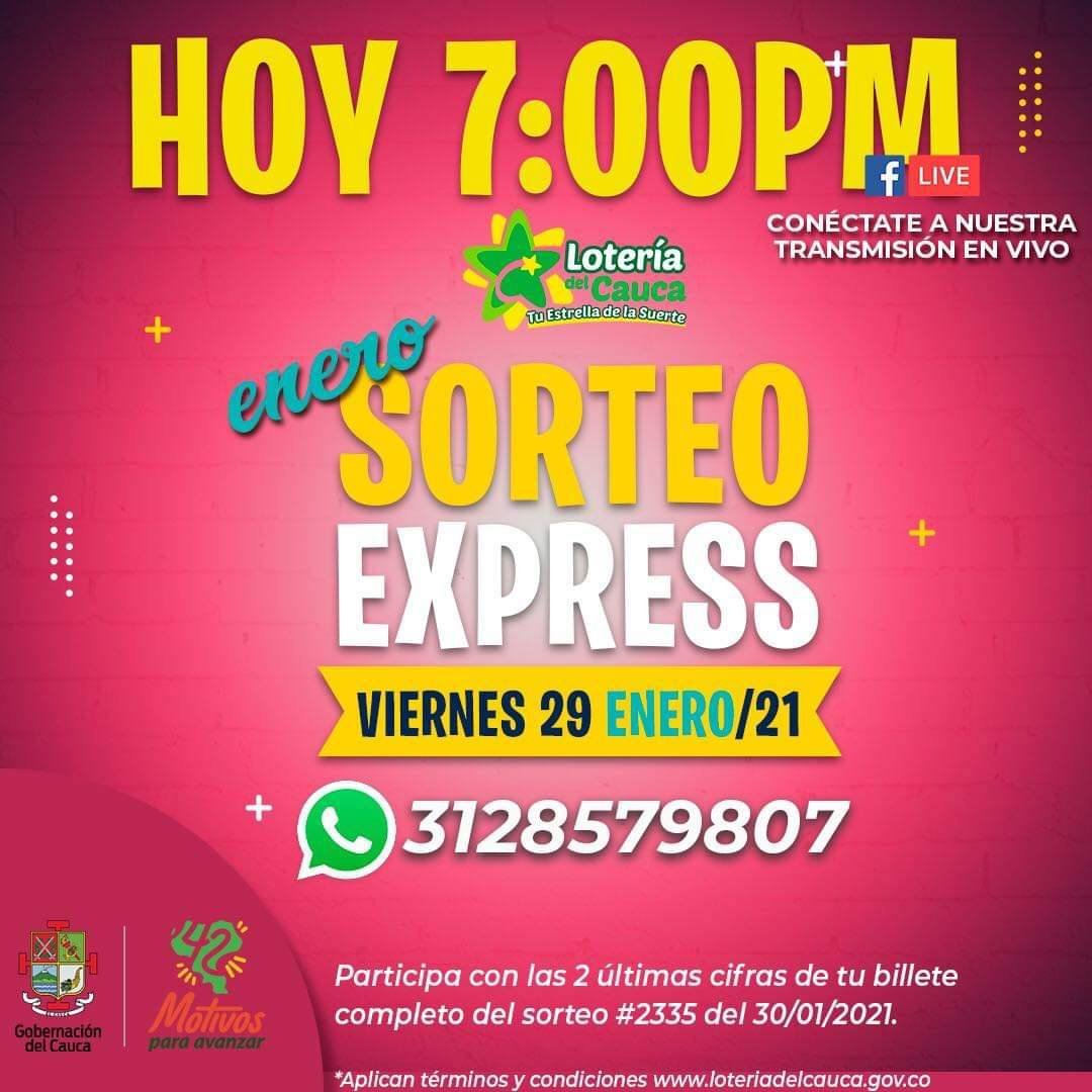 SORTEO EXPRESS LOTERIA DEL CAUCA