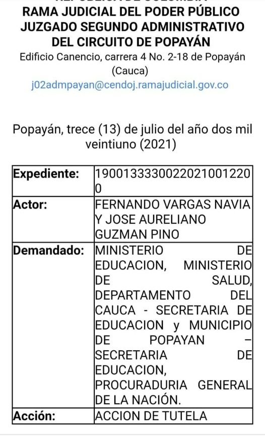 Se suspende la presencialidad académica en el Cauca