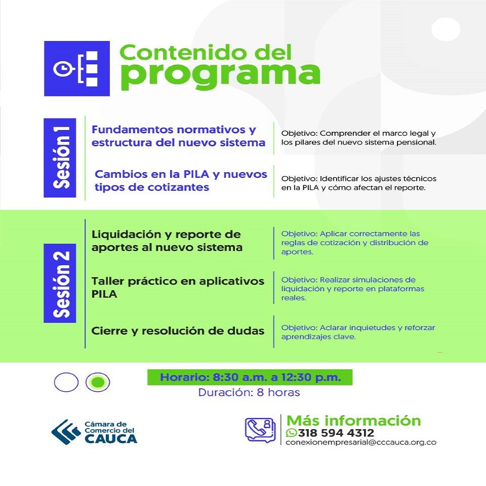 Taller Programa Reforma Pensional y Pila - Camara de Comercio del Cauca
