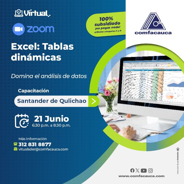 Taller virtual de Excel Tablas Dinámicas - Comfacauca