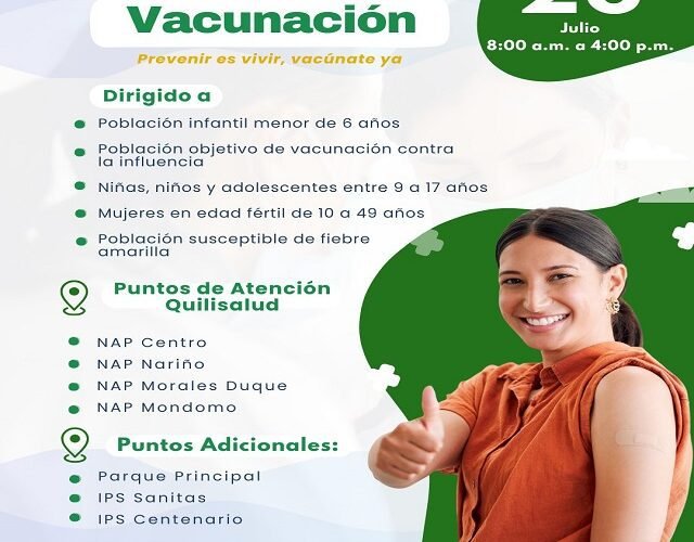 Tercera Jornada Nacional de Vacunación este Sábado 26 de Julio