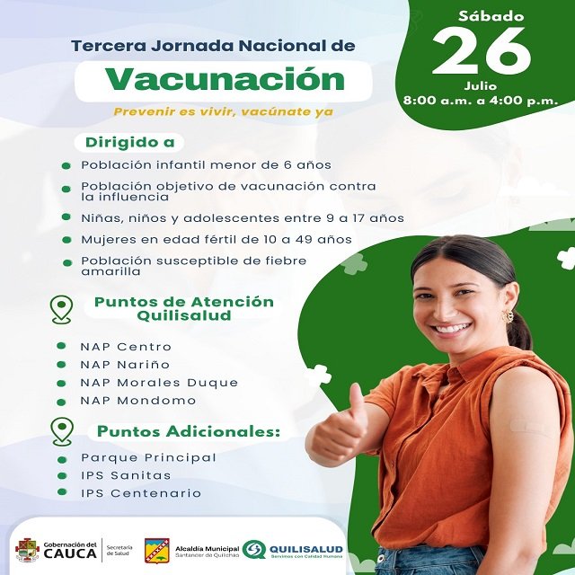 Tercera Jornada Nacional de Vacunación este Sábado 26 de Julio
