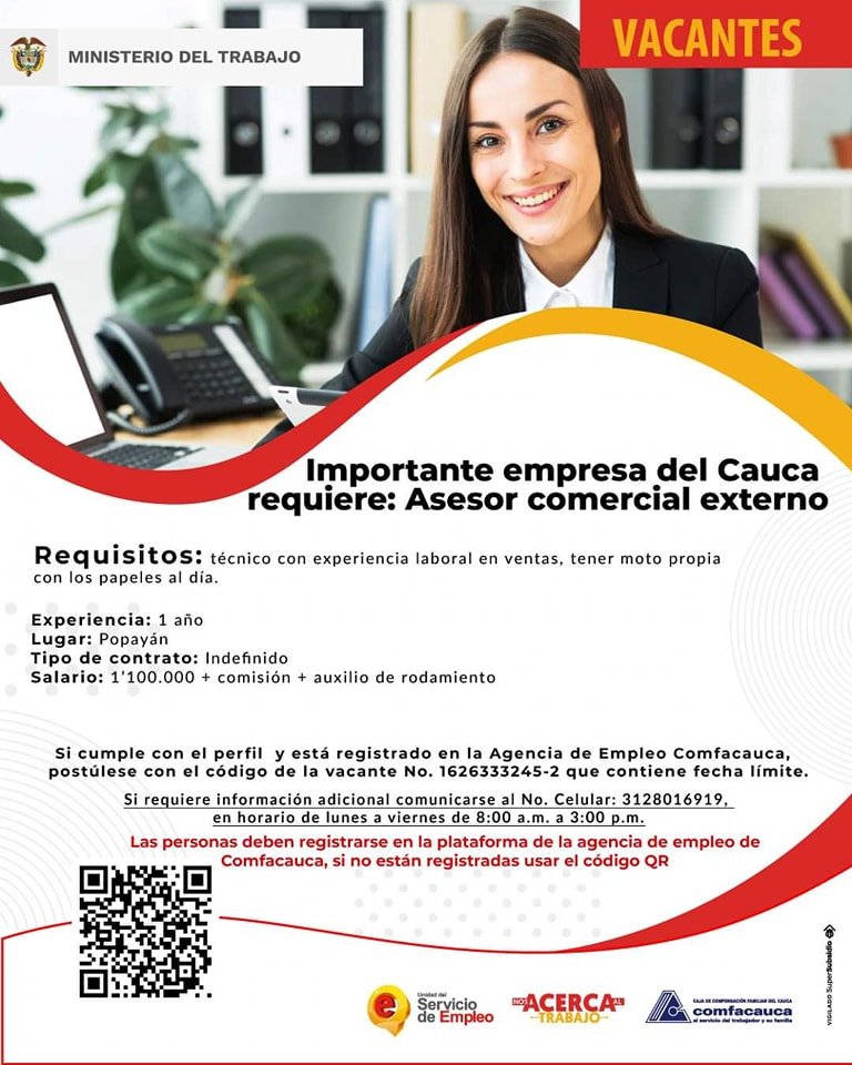 #TrabajoSiHay conoce las vacantes disponibles que tenemos en #Popayán y otros municipios del #Cauca9