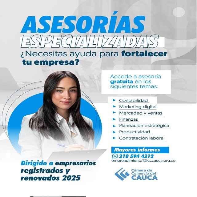 Tu empresa necesita un impulso - ¡La Cámara de Comercio del Cauca te asesora GRATIS!