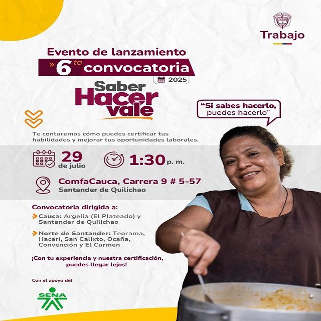 Tu experiencia vale oro Abierta la 6ta convocatoria del programa Saber Hacer Vale