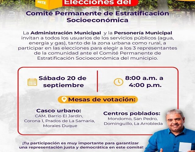 📢 ¡Tu voz cuenta! La Alcaldía invita a participar en las elecciones del Comité Permanente de Estratificación Socioeconómica