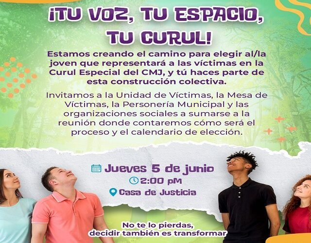 🎤🙋🏻‍♂️ ¡Tu voz joven también cuenta! Participa en la elección de la Curul Especial para Víctimas en el CMJ ⚡️