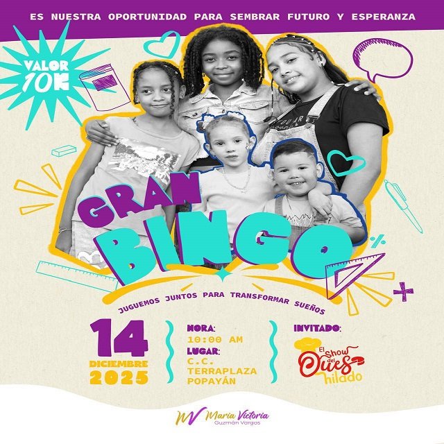 Únete al Gran Bingo por la Niñez caucana en Terraplaza