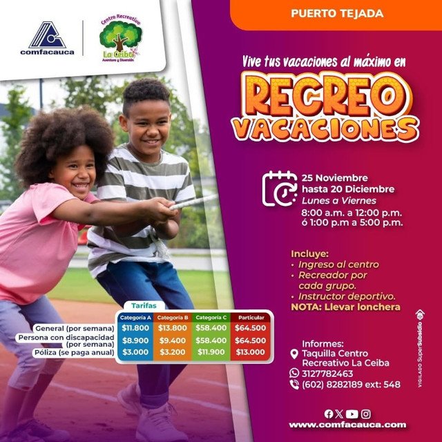 Vacaciones Inolvidables para Tus Hijos en el Centro Recreativo La Ceiba - Comfacauca