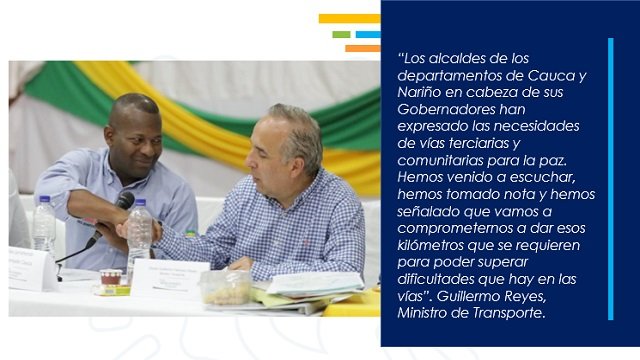 Vias comunitarias para la paz la apuesta del Ministerio de Transporte para Cauca y Narino