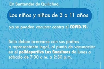 Ya hay vacunación disponible contra Covid-19 para niños y niñas entre 3 y 11 años