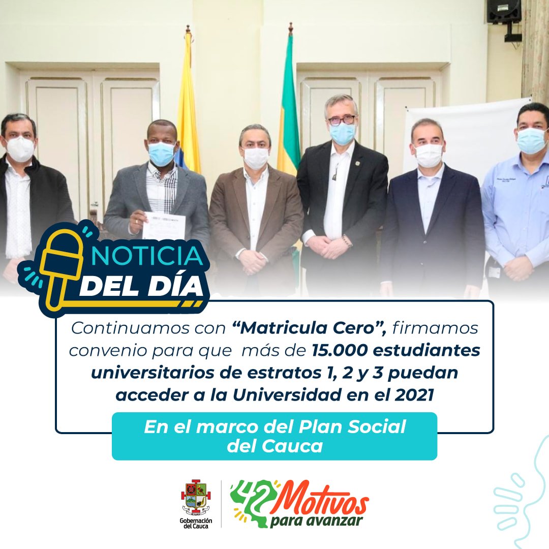 matricula cero compromiso gobernacion del cauca