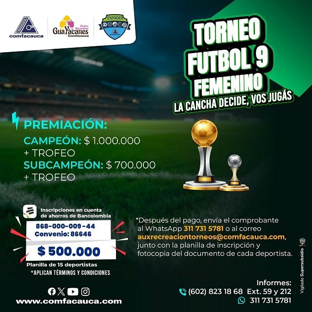 ¡A brillar en la cancha! Comfacauca invita a su Torneo de Fútbol Femenino en Popayán