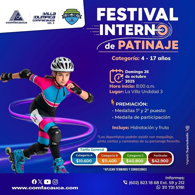 ¡A rodar por la victoria! Comfacauca anuncia el Festival Interno de Patinaje