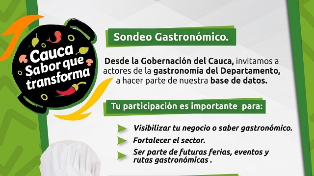 ¡Aparece en el mapa gastronómico! Sondeo para el sector de alimentos en el Cauca