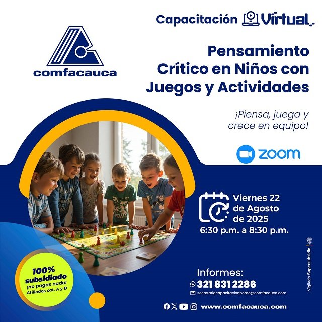 ¡Aprende jugando! Comfacauca te invita a un taller virtual para estimular el desarrollo de los niños