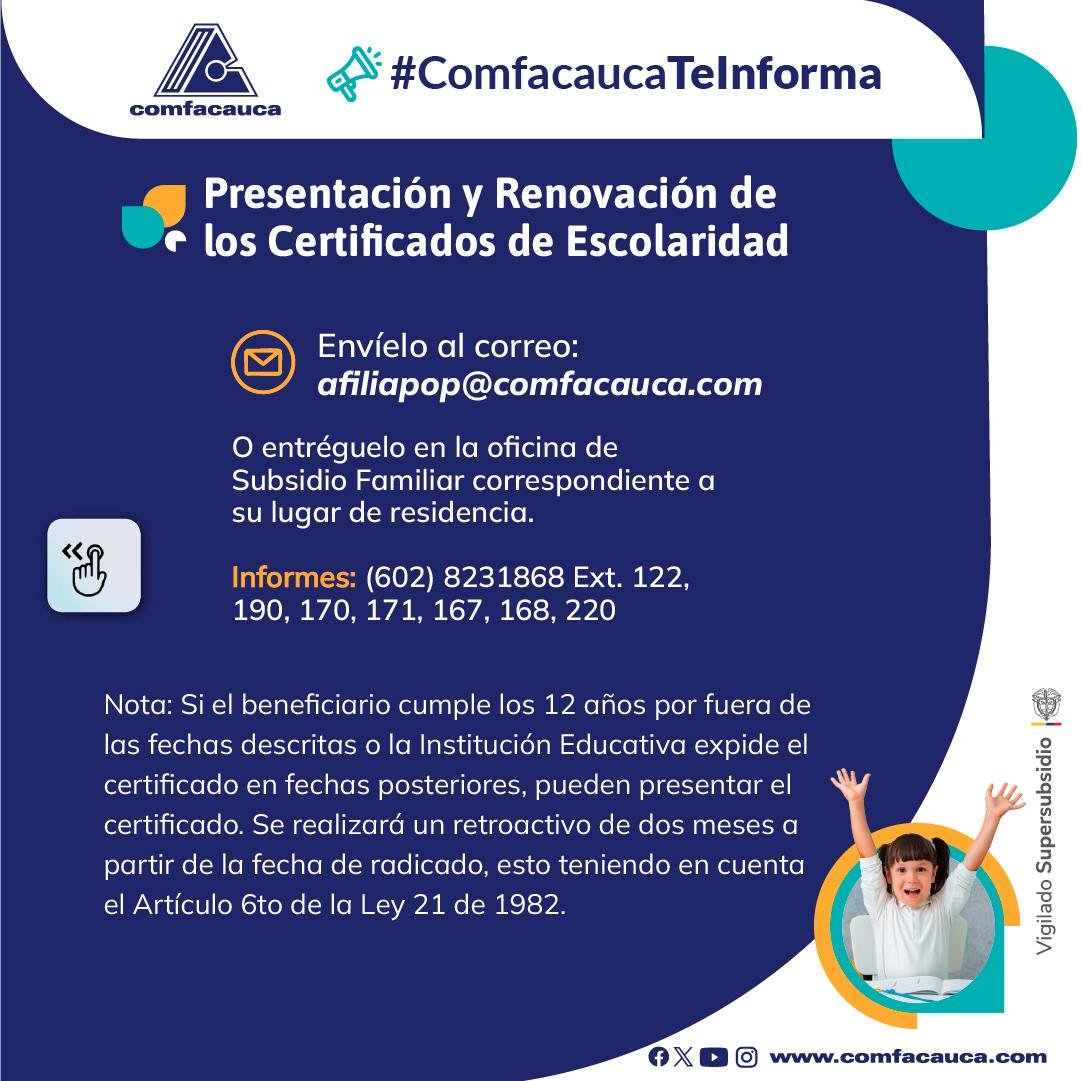 📢 ¡Atención, Afiliado! No dejes para última hora. ¡Renueva los Certificados de Escolaridad y asegura tu Subsidio Familiar!