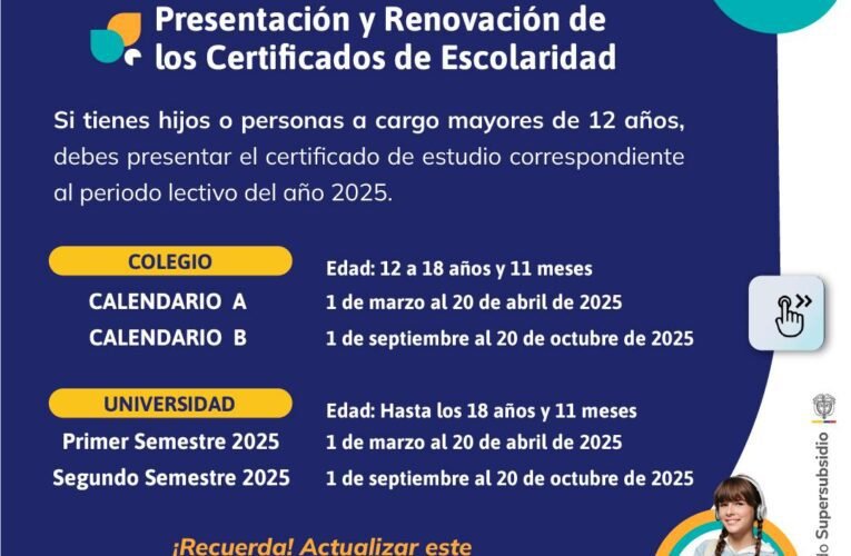 📢 ¡Atención, Afiliado! No dejes para última hora. ¡Renueva los Certificados de Escolaridad y asegura tu Subsidio Familiar!