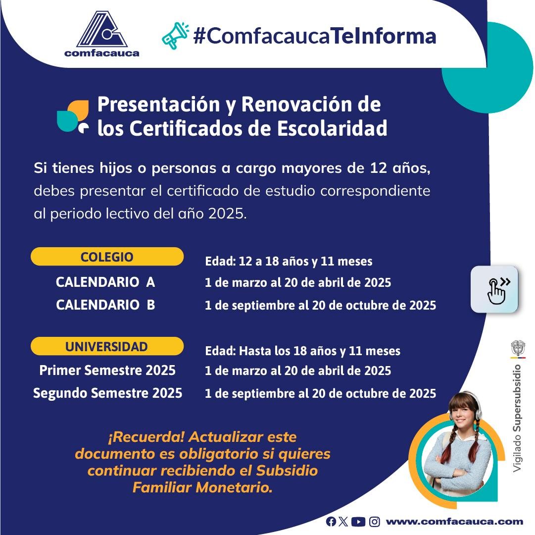 📢 ¡Atención, Afiliado! No dejes para última hora. ¡Renueva los Certificados de Escolaridad y asegura tu Subsidio Familiar!