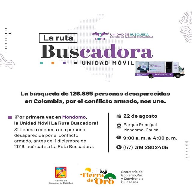 ¡Atención! La Ruta Buscadora llegará al Cauca para ayudar a encontrar a los desaparecidos
