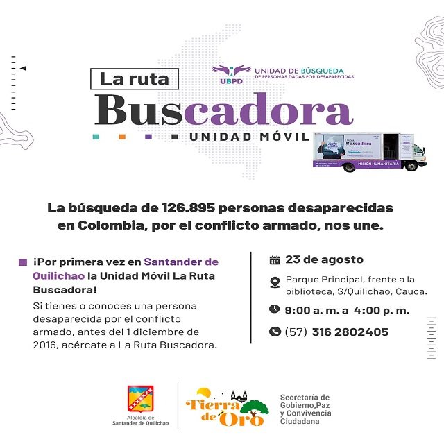 ¡Atención! La Ruta Buscadora llegará al Cauca para ayudar a encontrar a los desaparecidos