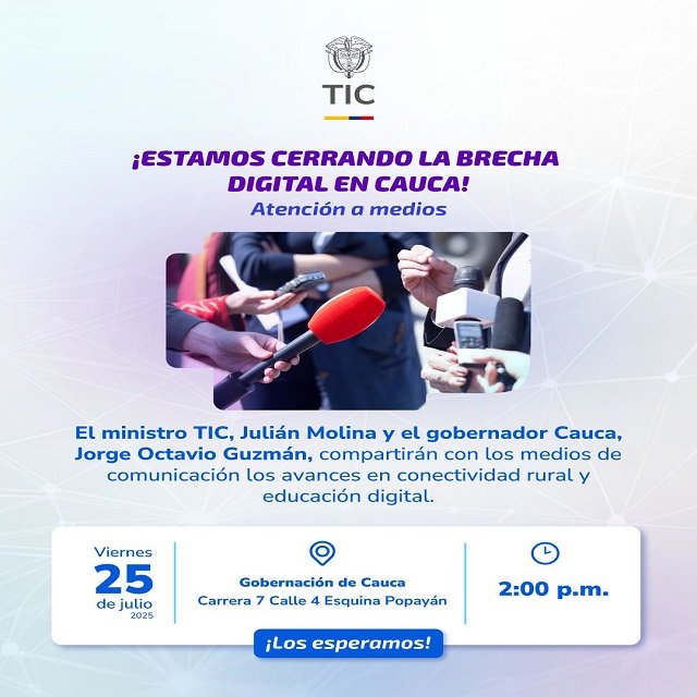 ¡Avances en conectividad y educación digital! Rueda de prensa con el Ministro TIC y Gobernador del Cauca