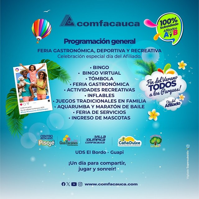¡Celebra a lo grande! Comfacauca invita al Día del Afiliado con ingreso 100% subsidiado