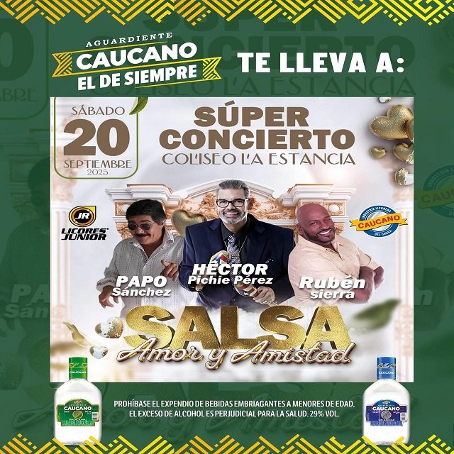 ¡El de siempre te lleva al concierto de Salsa, Amor y Amistad en Popayán!