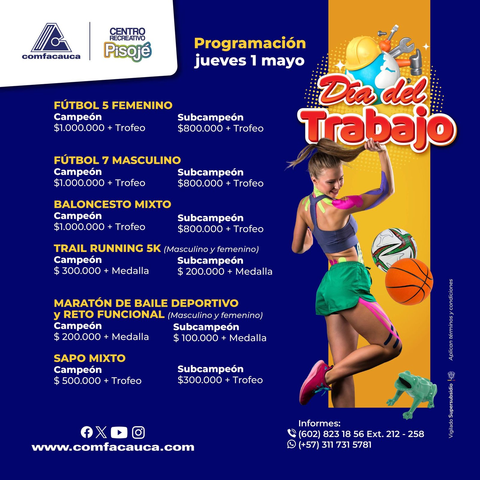 Celebra el Día del Trabajador en Comfacauca Popayán: Jornada de Bienestar y Deporte en Pisojé