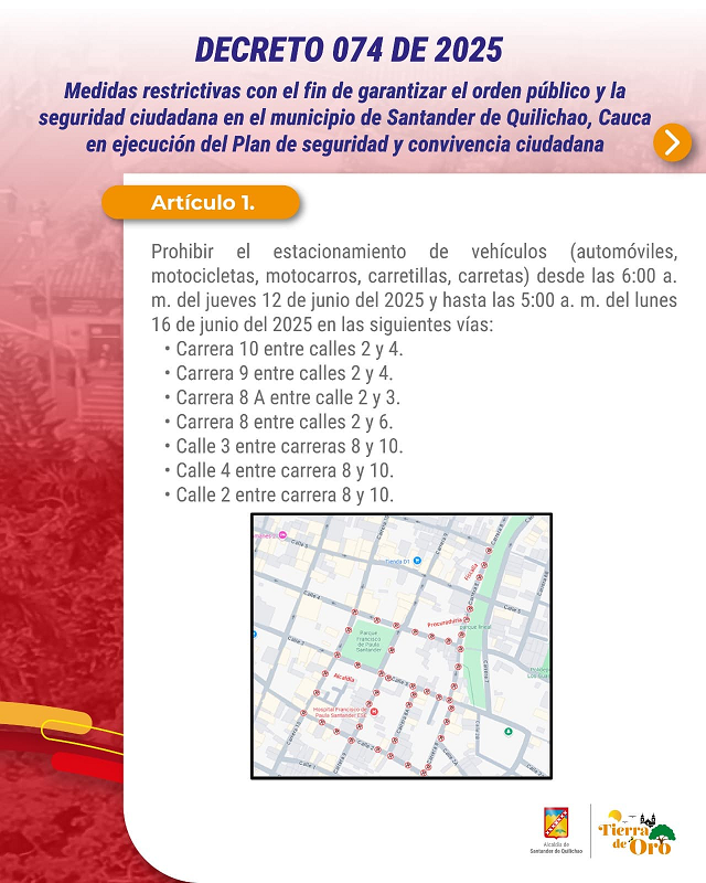 ¡Atención Quilichao! Restricciones de movilidad y parqueo en el centro de la ciudad
