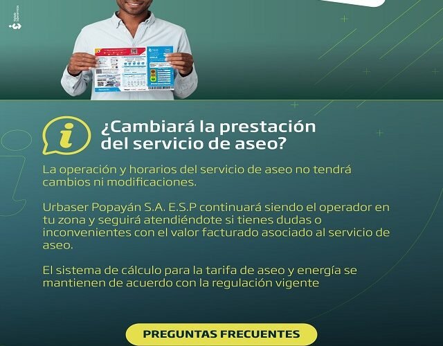 ¡Popayán se actualiza! El cobro del servicio de aseo ahora viene en la factura de energía