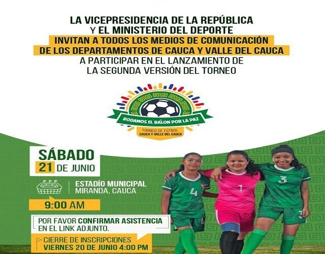¡Por la paz a través del deporte! Lanzamiento del torneo “Rodamos el balón por la paz” en Miranda, Cauca