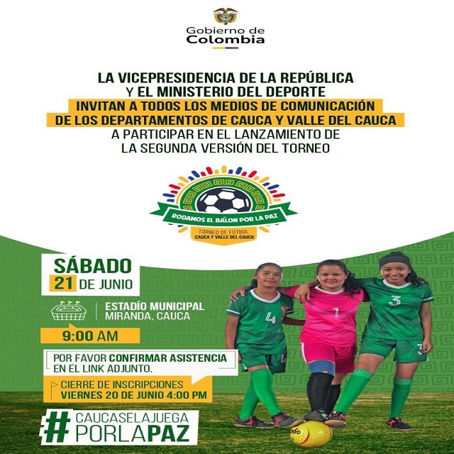 ¡Por la paz a través del deporte! Lanzamiento del torneo Rodamos el balón por la paz en Miranda, Cauca