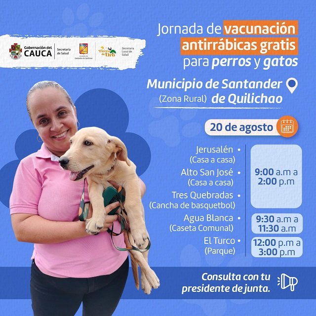 ¡Protege a tu mascota! Santander de Quilichao inicia jornada masiva de vacunación antirrábica