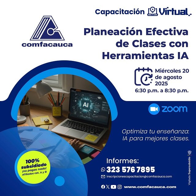 ¡Revoluciona tu clase con IA! Comfacauca ofrece un taller gratuito para educadores