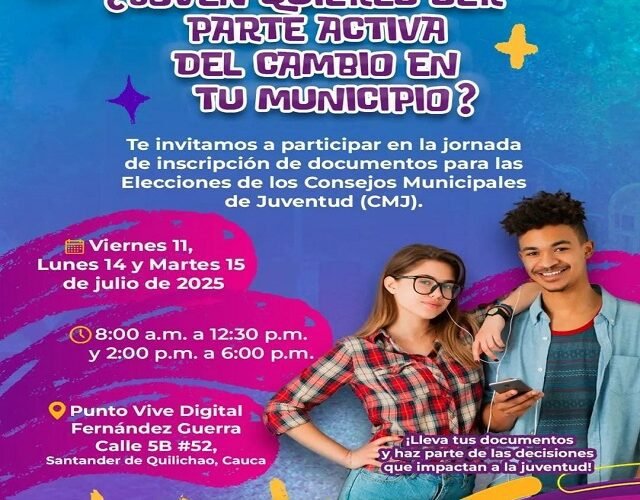 ¡Tu voz cuenta! Jóvenes de Santander de Quilichao, a inscribir documentos para los Consejos de Juventud