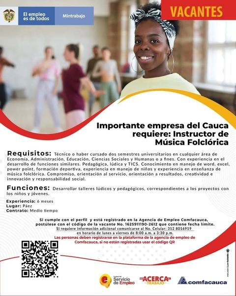 👉Conoce las vacantes de empleo que tenemos en todo el departamento del #Cauca